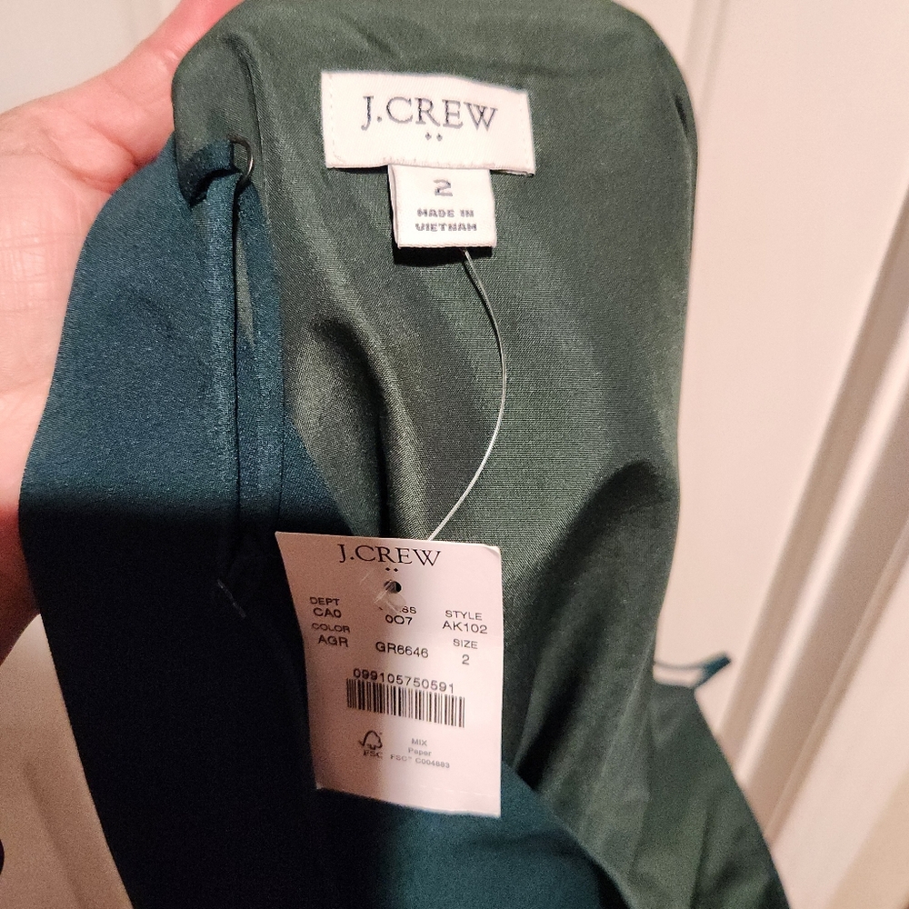 J.Crew Green Scallop Sleeveless Tank Top Holiday Christmas NEW Size 2 - Picture 3 of 6